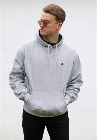 CHAMPION USA ASH GREY HOODED SWEATSHIRT