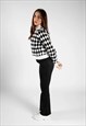 JUSTYOUROUTFIT BLACK DIAMOND CHECK PRINT HIGH NECK JUMPER 