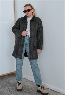 Vintage 90s Grunge Faux Fur Lined Patchwork Leather Jacket