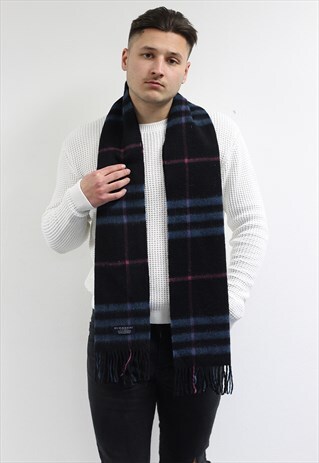 VINTAGE CASHMERE CHECKED SCARF BLACK-AS215