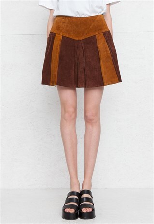 VINTAGE BROWN MINI SUEDE SKIRT