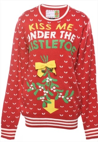 VINTAGE BEYOND RETRO RED CHRISTMAS JUMPER - M