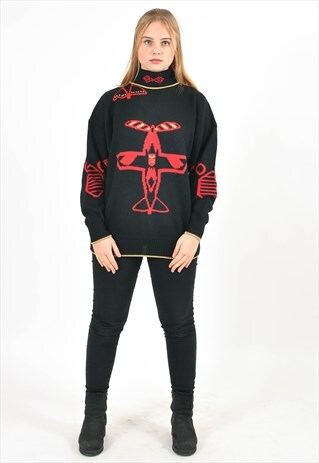 VINTAGE 90'S JUMPER IN PLANE PRINT