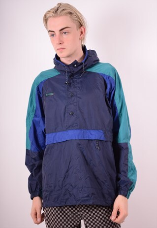 COLUMBIA MENS VINTAGE PULLOVER JACKET MEDIUM BLUE 90S