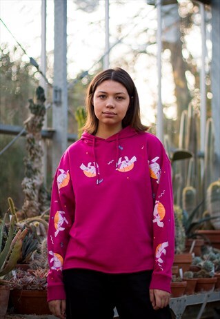 HAND PAINTED ENDANGERED SEA TURTLES, ORGANIC HOODED SWEATER