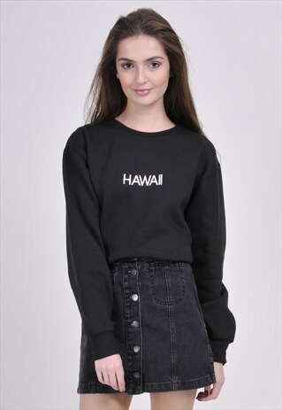 SALE - BLACK HAWAII SWEATSHIRT - EMBROIDERED