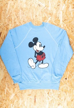 '70s Disney Blue Mickey Mouse Raglan Sweatshirt - B1948