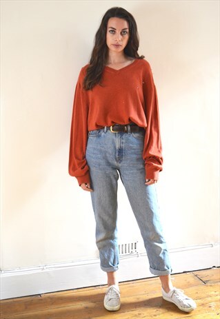 90S VINTAGE ORANGE TOMMY HILFIGER OVERSIZED JUMPER
