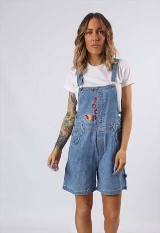 DENIM DUNGAREE SHORTS WINNIE THE POOH VINTAGE UK 10 (5EC)