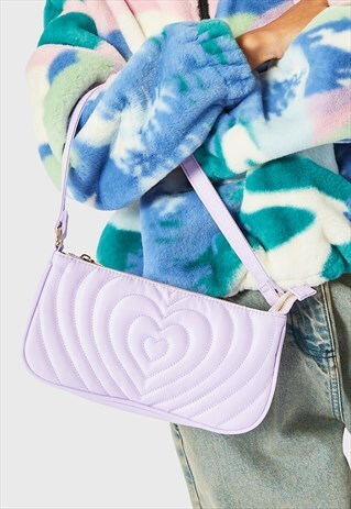 SKINNYDIP LONDON AMBER HEART QUILT SHOULDER BAG IN LILAC