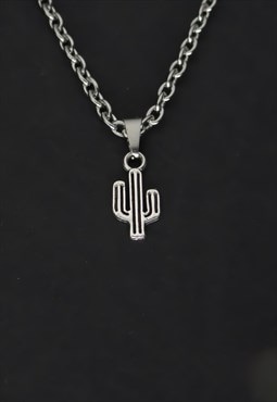 CRW Silver Minimalist Cactus Necklace 