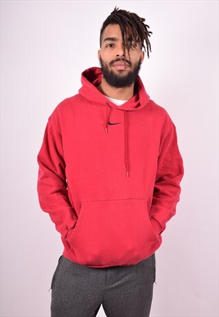 NIKE MENS VINTAGE HOODIE JUMPER MEDIUM RED 90'S