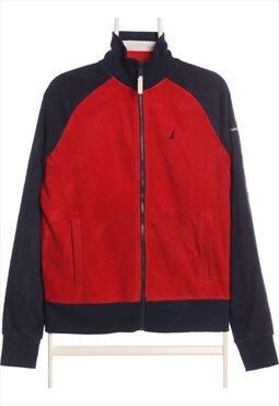 Nautica - Red and Blue Embroidered Zipped Fleece Jacket - XS