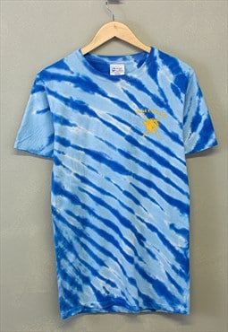 Vintage Tie Dye T Shirt Blue Short Sleeve With Graphic 