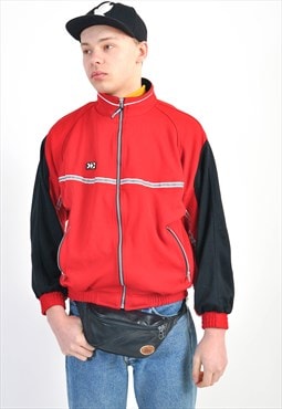 Vintage track jacket in red and black