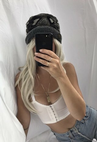 VINTAGE 90S GREY FLEECE BUCKET HAT BY KANGOL