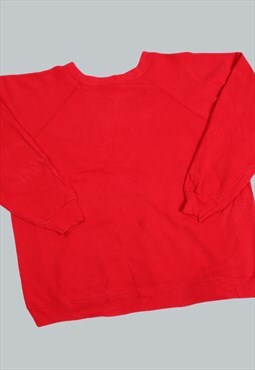 Vintage 90's Sweatshirt Red Plain Jumper XLarge