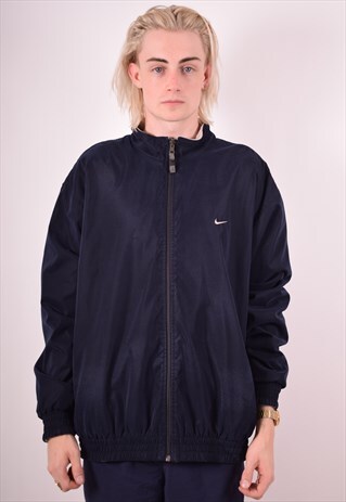 NIKE MENS VINTAGE JACKET LARGE NAVY BLUE 90S