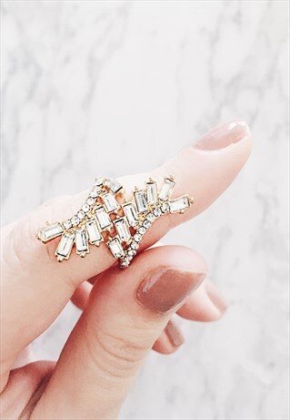 GOLD RHINESTONE STATEMENT RING