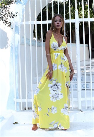 YELLOW FLORAL MULTIWAY MAXI DRESS