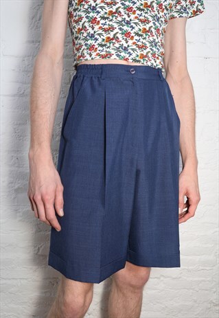 BLUE LINEN VINTAGE SHORTS