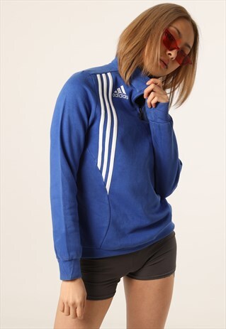 VINTAGE ADIDAS EMBROIDERED LOGO 1/4 ZIP SWEATSHIRT