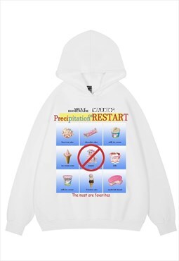 Y2k inspired hoodie psychedelic pullover grunge top in white