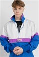 VINTAGE HIGH NECK COLOR BLOCK LIGHT PULLOVER JACKET UNISEX M