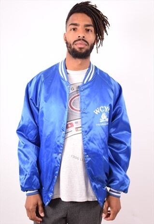 MENS VINTAGE BOMBER JACKET XL BLUE 90S