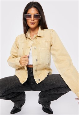 Track stitch denim jacket - beige
