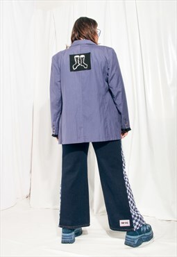 Vintage Jacket Reworked Feminist Graphic Purple Patch Blazer