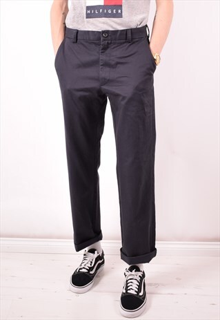 IZOD MENS VINTAGE TROUSERS W33 L32 NAVY BLUE 90S