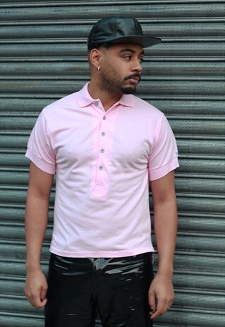 VINTAGE LEE BUTTON UP PINK POLO T-SHIRT
