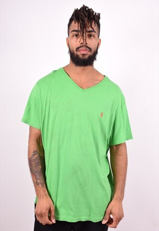 POLO RALPH LAUREN MENS VINTAGE T-SHIRT TOP XL GREEN 90'S