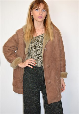 VINTAGE 70S CARAMEL BROWN SHEEPSKIN SHEARLING COAT