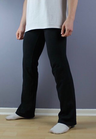 VINTAGE CHAMPION JOGGERS IN BLACK WITH EMBROIDERED LOGO