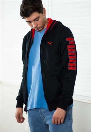 VINTAGE PUMA HOODIE SWEATSHIRT LOGO 90S M 18.4