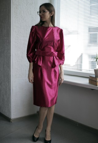 VINTAGE MIDI PURPLE EVENING BOW DRESS