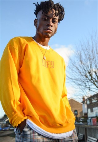 RETRO SWEATSHIRT IN GOLD WITH SHADOW LOGO