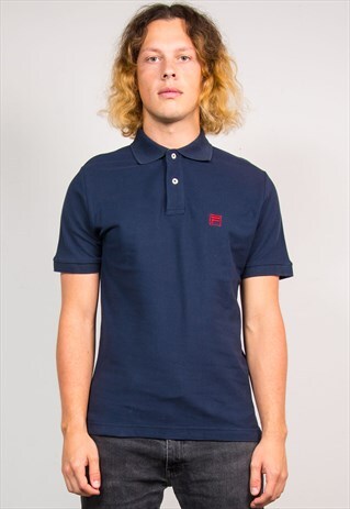FILA 90'S VINTAGE NAVY POLO T-SHIRT