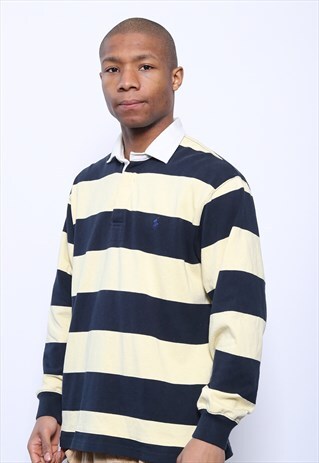 VINTAGE POLO RALPH LAUREN POLO LONG SLEEVE CREAM NAVY