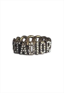 Dior ring spellout logo Jadior crystal antique gold finish