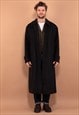 Vintage 80's Men Wool Blend Maxi Coat in Gray