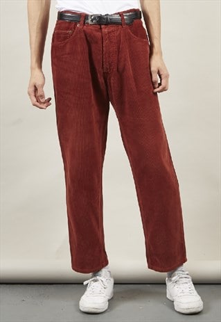 VINTAGE 80'S MARLBORO CLASSICS DARK RED CORDUROY JEANS