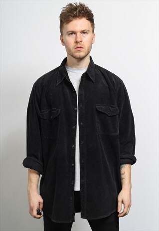 VINTAGE CORDUROY CORD SHIRT BLACK