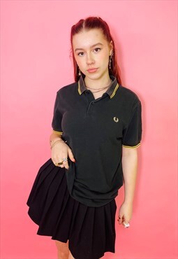 Vintage 90s Fred Perry Embroidered Black Polo Shirt
