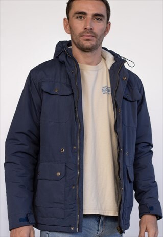 VINTAGE LEE JACKET WARM HOOD IN BLUE L