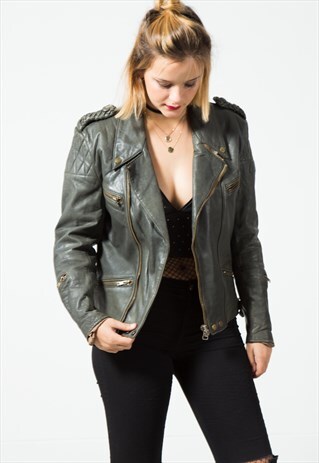 VINTAGE BIKER LEATHER JACKET S81