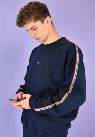 G&G UNISEX NAVY RAINBOW RIBBON SLEEVE SWEAT