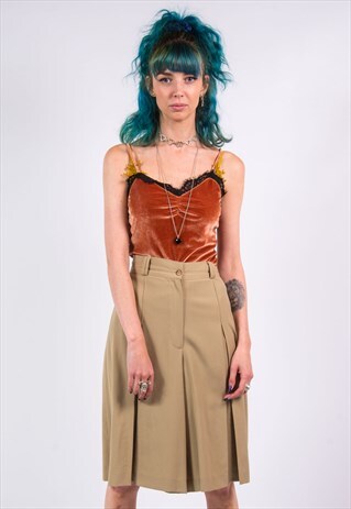 VINTAGE 90'S BEIGE PLEATED SHORTS CULOTTES